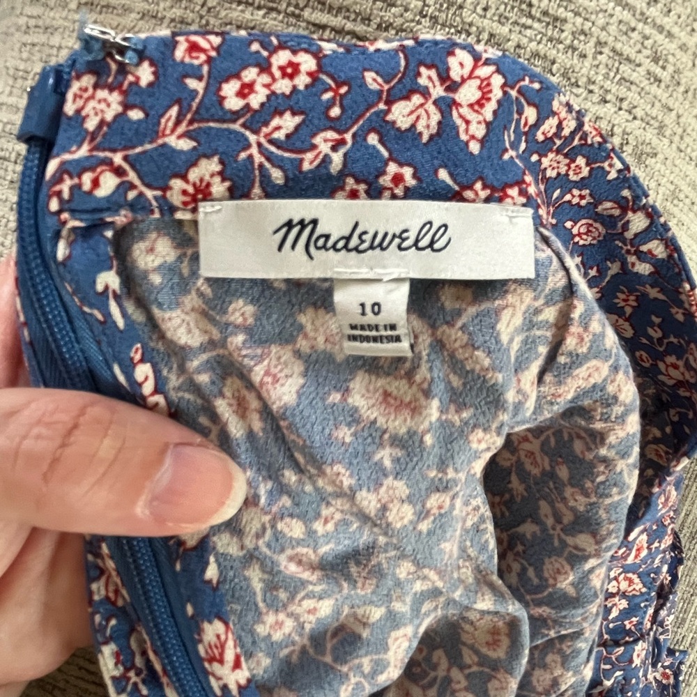 Madewell Floral Blue and Red Skirt